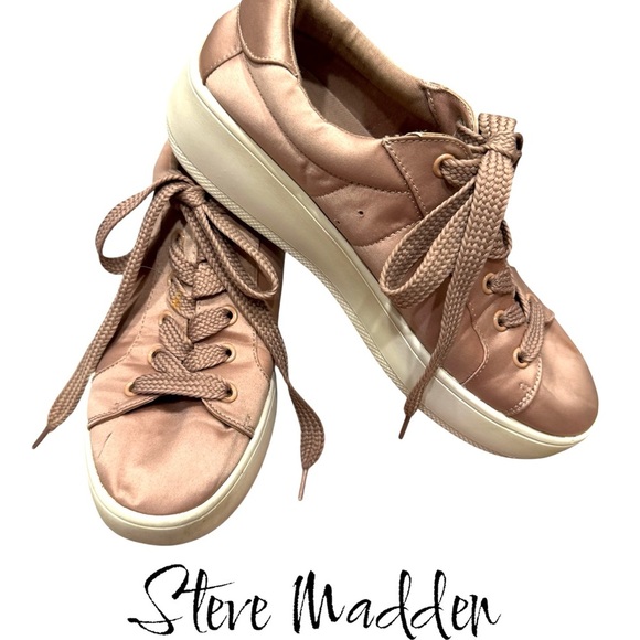 Steve Madden Women's Pink Satin Sneakers - Picture 6 of 6